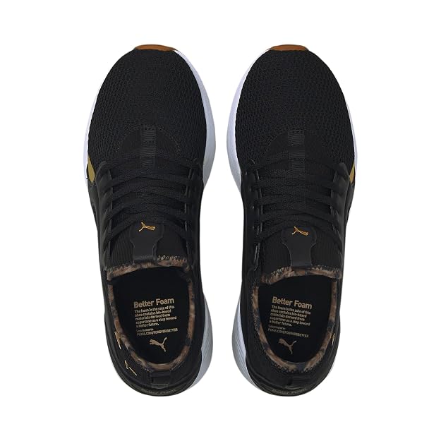 Puma Womens Better Foam Adore Safariglam Walking Shoe ( Black-Team Gold , 3 UK )