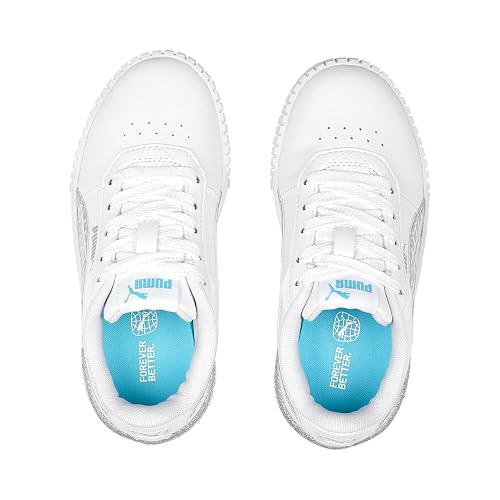 Puma Girls Carina 2.0 Mermaid Pre-School White-Hero Blue-Silver Sneaker - 10UK