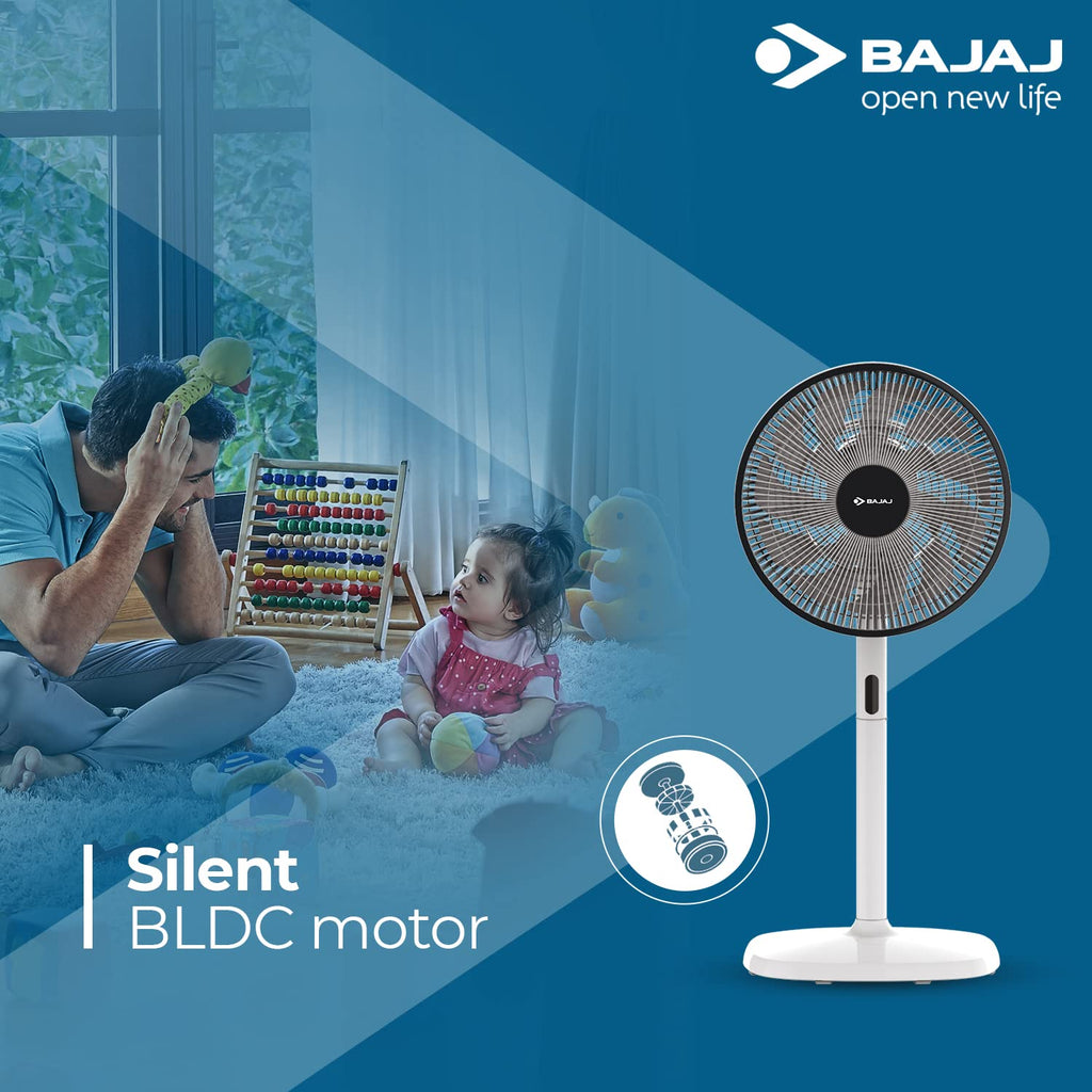 Bajaj Dominus 18 350 mm Pedestal Fan, BLDC Motor with Remote 18 Blades Fan, Grey+ Black,Regular