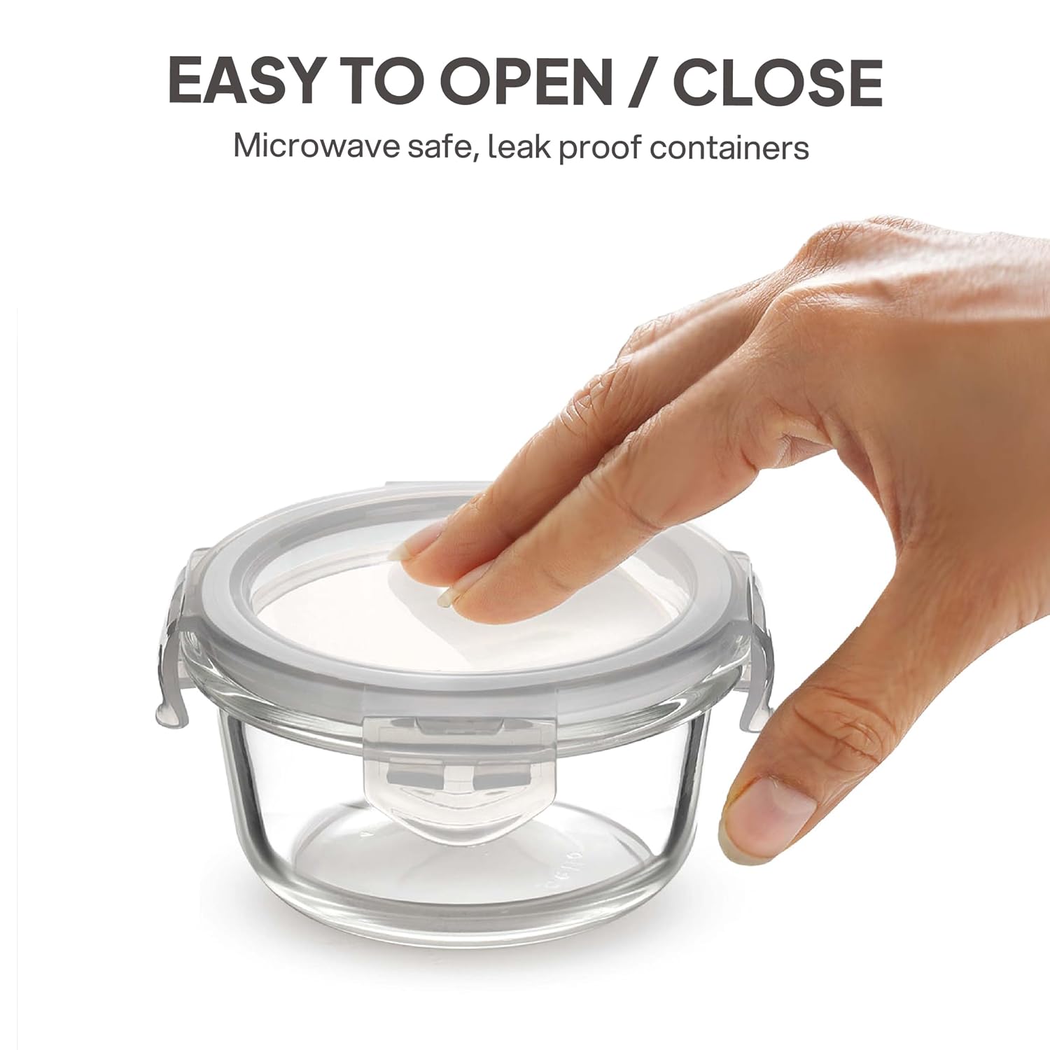 CELLO Royale Glass Lunch Box Set of 3 Pcs with Jacket, Clear | Microwave & Dishwasher Safe 3 x 320ml Square Glass Containers |Leadfree, Leakproof, Airtight Clip Lock Lid Tiffin Box For Office & Travel