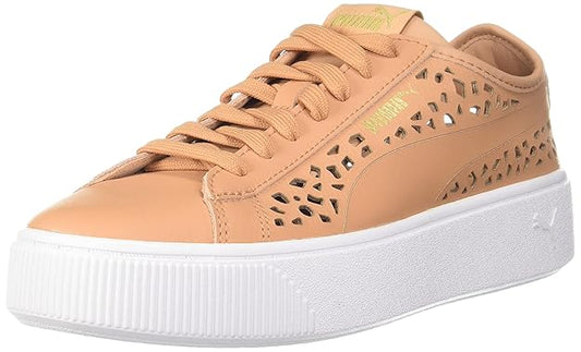 Puma Womens Vikky Stacked Laser Cut Toast-Toast Sneaker - 4 Uk