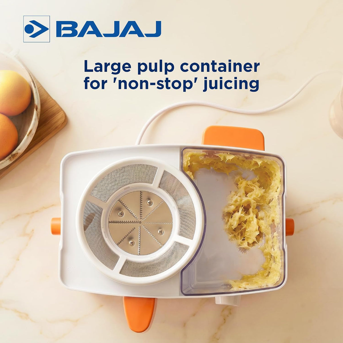Bajaj Neo JX4 450-Watt Juicer Mixer Grinder with 2 Jars (White/Orange)