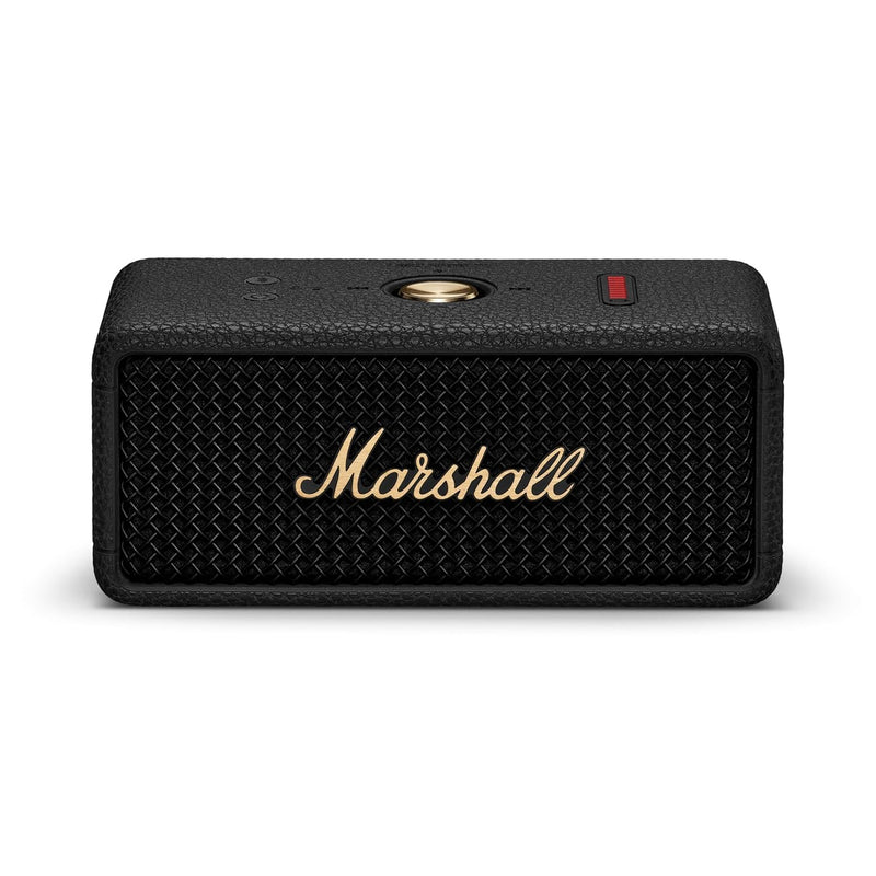 Marshall Smartchoice Emberton III Compact Portable Bluetooth Speaker with 32+ Hours of Playtime, (360° Sound), Dust & Waterproof (IP67) – Black & Brass.
