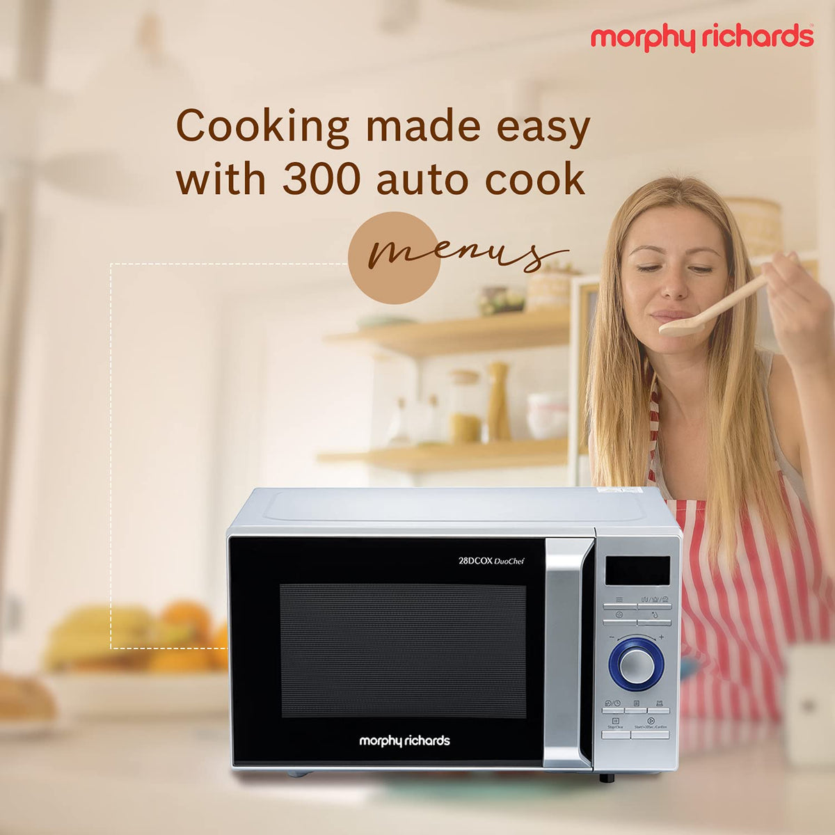 Morphy Richards 28DCOX DuoChef Pro-Convection Microwave and OTG Oven, 28 Ltr, Dual Grill, 300 Auto Cook Menus, Silver, Regular