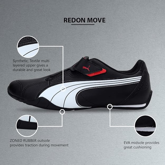 Puma Unisex-Adult Redon Move Black-White-high Risk red Sneaker - 8UK