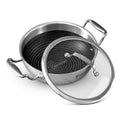 BERGNER Hi-Tech Giro Triply Kadai with Glass Lid 26cm (3.5L), Honeycomb Mesh Non-Stick Coating, PFOA Free, Consumes Less Oil, Healthy Cooking, Even Heat Distribution - Induction and Gas Stove Ready