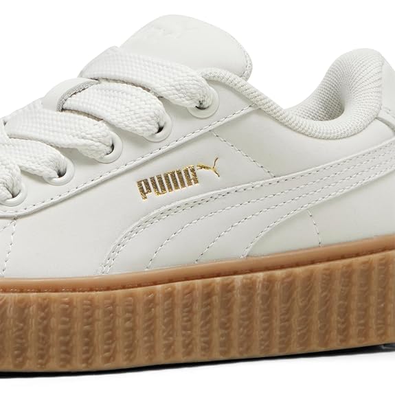 Puma Girls Creeper PHATTY Nubuck PS Warm White-Gold-Gum Sneaker - 2 UK