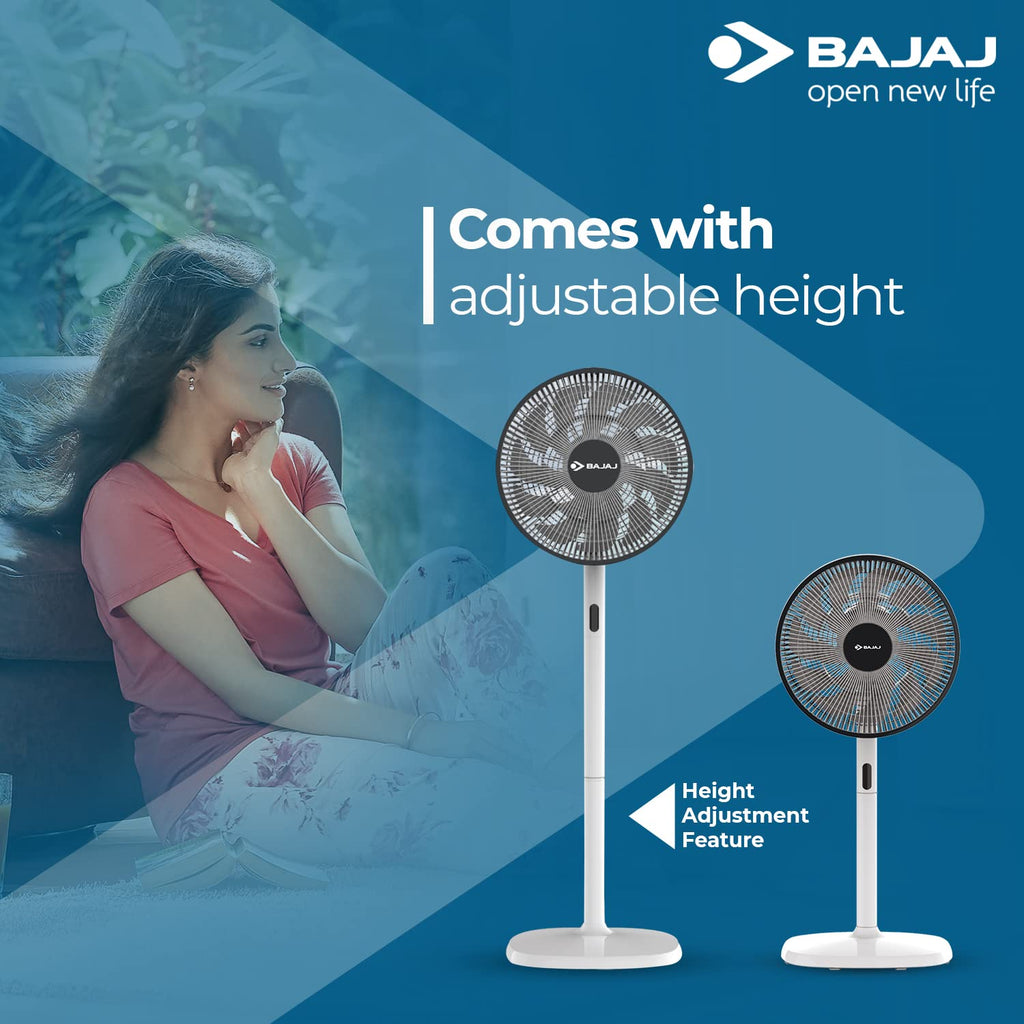 Bajaj Dominus 18 350 mm Pedestal Fan, BLDC Motor with Remote 18 Blades Fan, Grey+ Black,Regular