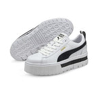 Puma | Womens | Mayze Platform Sneakers | White-Black | 6UK