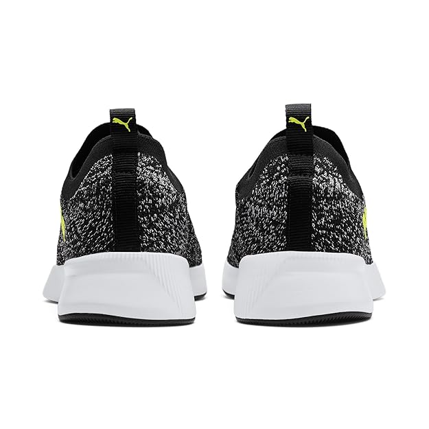 Puma mens Flyer Runner Engineer Knit Black-White-Fizzy Yellow Running Shoe - 8 UK