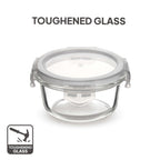 CELLO Royale Glass Lunch Box Set of 3 Pcs with Jacket, Clear | Microwave & Dishwasher Safe 3 x 320ml Square Glass Containers |Leadfree, Leakproof, Airtight Clip Lock Lid Tiffin Box For Office & Travel