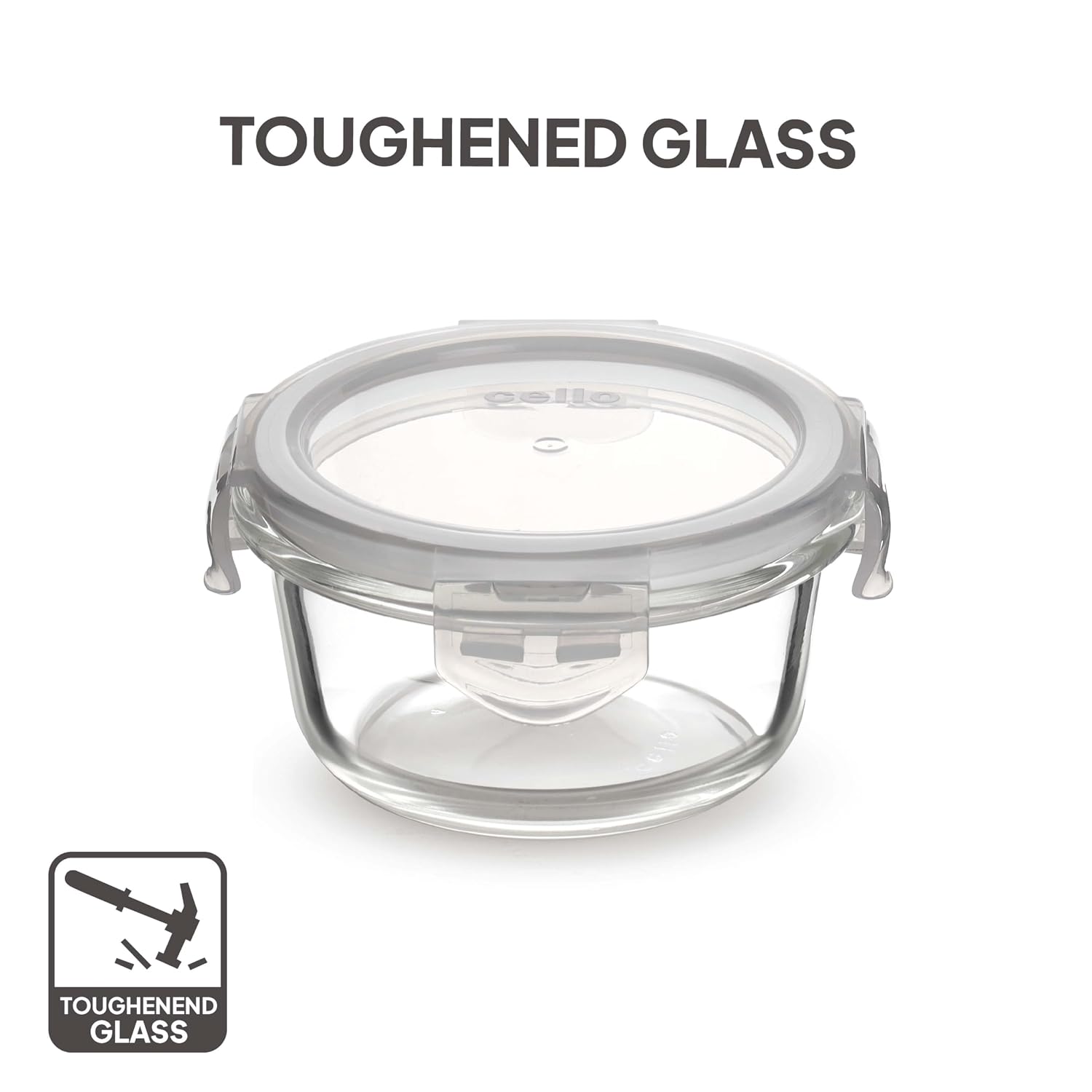 CELLO Royale Glass Lunch Box Set of 3 Pcs with Jacket, Clear | Microwave & Dishwasher Safe 3 x 320ml Square Glass Containers |Leadfree, Leakproof, Airtight Clip Lock Lid Tiffin Box For Office & Travel