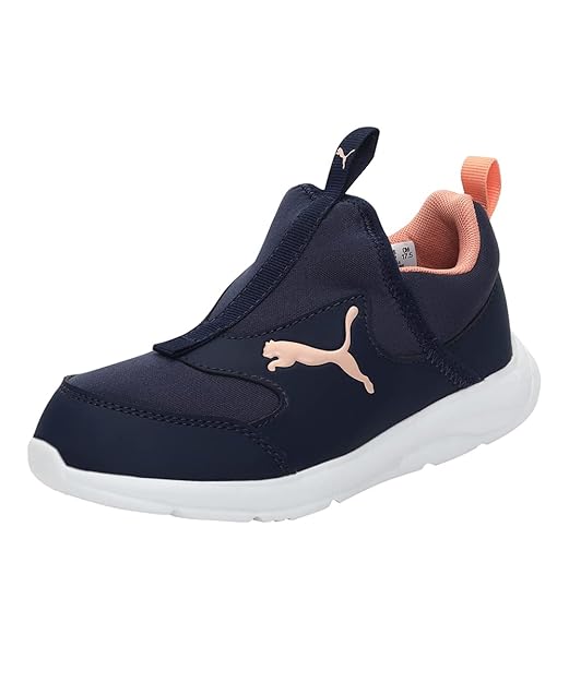 Puma Unisex-Kid Fun Racer Slip On PS Peacoat-Peach Pink Sneaker UK-2 (19366811)