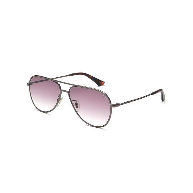 Police Eyewear | Brown Gradient Lens Aviator Sunglass | Full Rim | Shiny Dark Gun Brown Frame With 100% U.V. Protection | Men Sunglasses | Large Size | Spl359A59568Sg