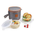 CELLO Royale Glass Lunch Box Set of 3 Pcs with Jacket, Clear | Microwave & Dishwasher Safe 3 x 320ml Square Glass Containers |Leadfree, Leakproof, Airtight Clip Lock Lid Tiffin Box For Office & Travel