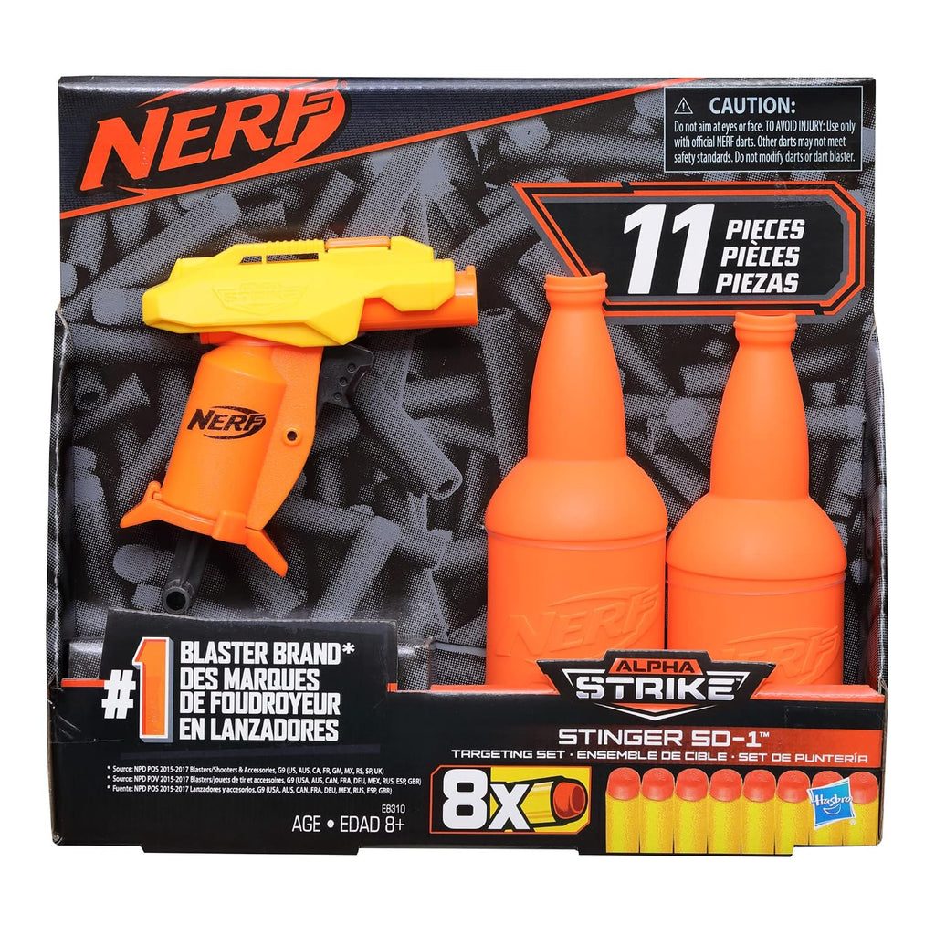 Nerf Alpha Strike Set Stinger Sd-1 Toy Blaster with Targeting Set-11-Piece Alpha Strike Set Includes Toy Blaster, 2 Half-Targets, 8 Official Elite Darts for Kids, Teens, Adults,Multicolor