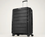 Aristocrat Polycarbonate(PC) Chroma Check-in 75 Cm(Large) 8 Wheels Double Spinner Trolley Bags for Travel Hard Case Luggage, Lightweight Bag, Suitcase with Combination Lock & 3 Years Warranty(Black)
