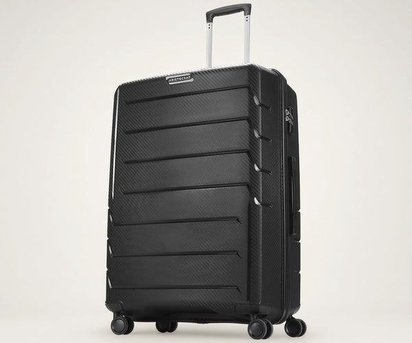 Aristocrat Polycarbonate(PC) Chroma Check-in 75 Cm(Large) 8 Wheels Double Spinner Trolley Bags for Travel Hard Case Luggage, Lightweight Bag, Suitcase with Combination Lock & 3 Years Warranty(Black)