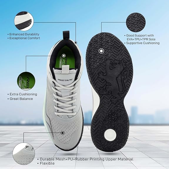 Red Tape Lifestyle Casual Shoes for Men | Elegantly Rounded Front, Soothing Insole & Impact-Resistant Comfort_Light Grey 9 UK