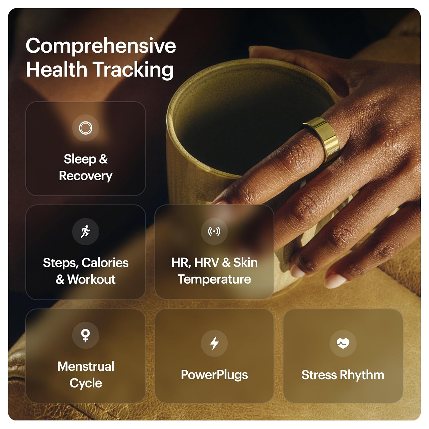 ULTRAHUMAN Ring AIR - Bionic Gold - Size 12 - Smart Ring | No Monthly Subscription | Size First with Sizing Kit | Sleep Tracking Wearable - Heart Rate - Fitness Tracker