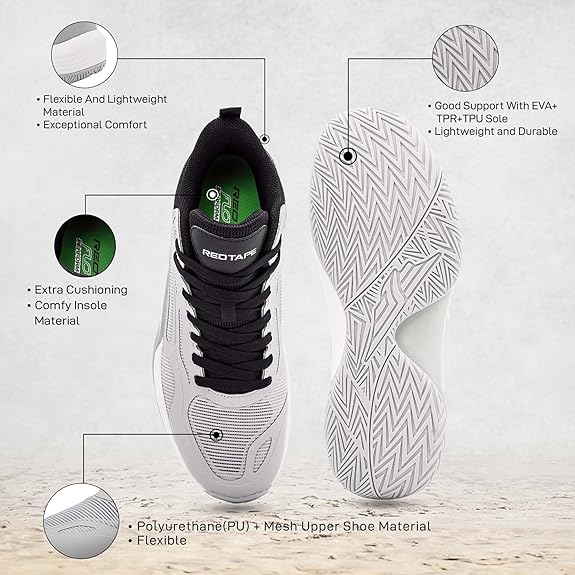 Red Tape Lifestyle Casual Shoes for Men | Elegantly Rounded Front, Soothing Insole & Impact-Resistant Comfort_Grey/Black 9 UK
