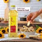 Jivo Cold Pressed Sunflower Oil 1 Litre | High in Polyunsaturated Fats | Vitamin A and D Fortified | Cholesterol Free Edible Oil | Ideal for Roasting, Frying, Baking, and All Types of Cuisines