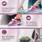 Havells Ez-Press 1250 Watts Steam Iron with Self Cleaning Function|Vertical & Horizontal Ironing|170 ml Tank for Longer Ironing|High Steaming Rate Upto 12 gm/min| (Purple)