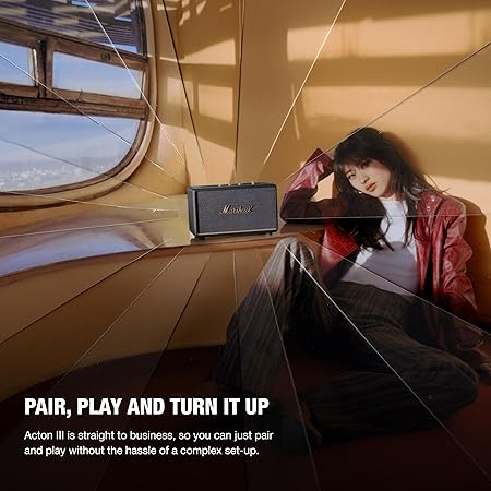 Marshall Acton III Wired Connectivity Stereo Home Speakers with Bluetooth 5.2 & RCA or 3.5mm Input Black