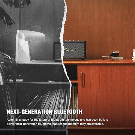 Marshall Acton III Wired Connectivity Stereo Home Speakers with Bluetooth 5.2 & RCA or 3.5mm Input Black