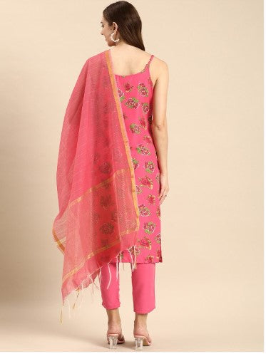 Anouk Women Floral Printed Regular Kurta With Trousers & Dupatta