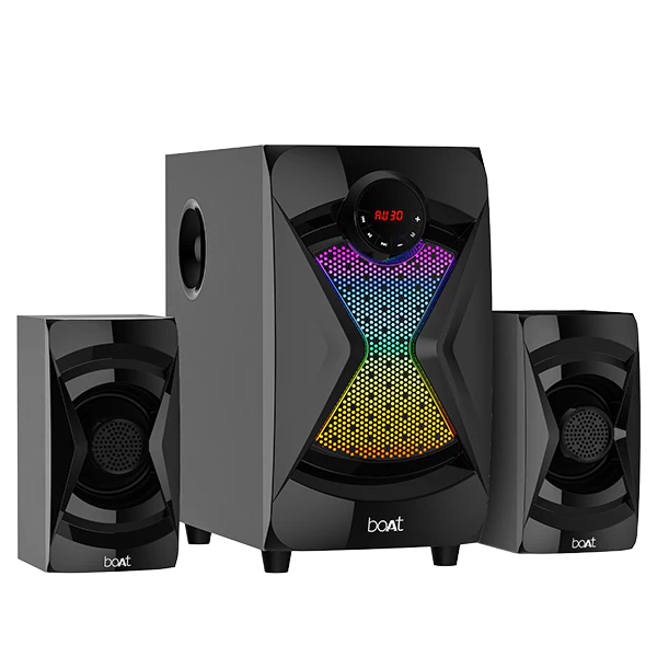 Blitz 1508 50W RMS Wired Speaker with boAt Signature Sound, 2.1 Channel, RGB Led, 5 Entertainment Modes, FM, Aux, USB, Sd Card, BT