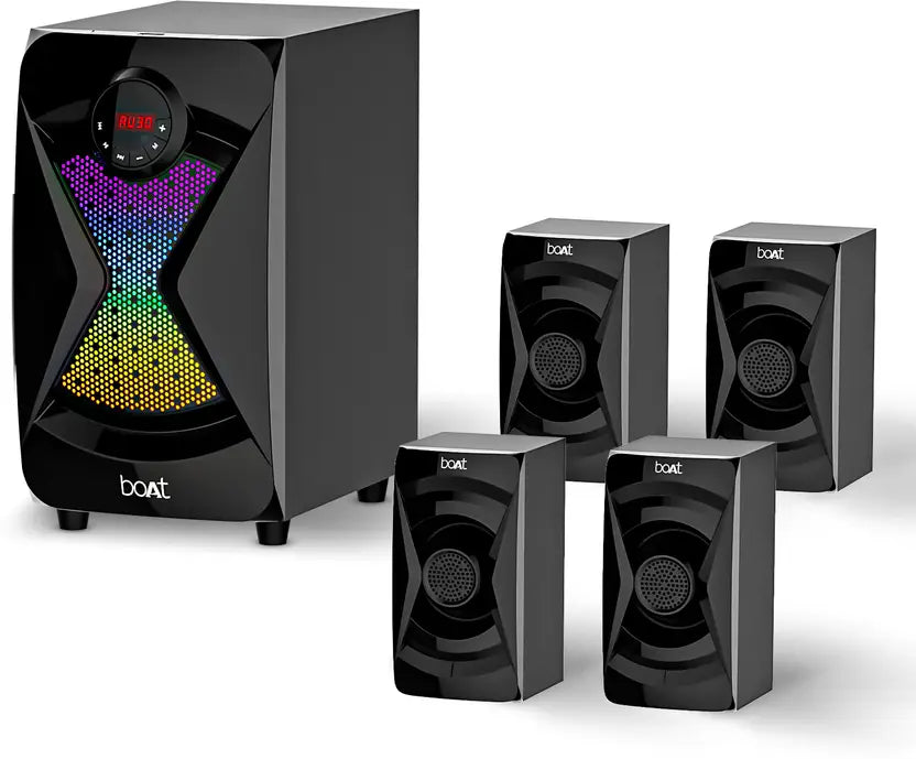BoAt 1500 Pro with Dynamic RGB LEDs, EQ Modes & Master Remote Control 80 W Bluetooth Home Theatre  (Space Black, 4.1 Channel)