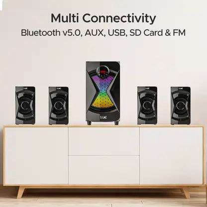BoAt 1500 Pro with Dynamic RGB LEDs, EQ Modes & Master Remote Control 80 W Bluetooth Home Theatre  (Space Black, 4.1 Channel)