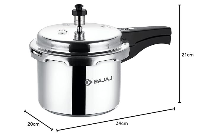 Bajaj PCX 3IB, 3 ltr Aluminium Pressure Cooker with Induction Base (Silver, ISI Certified)