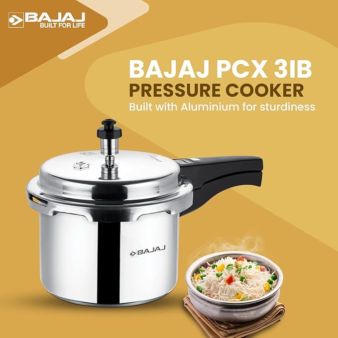 Bajaj PCX 3IB, ltr Aluminium Pressure Cooker with Induction Base
