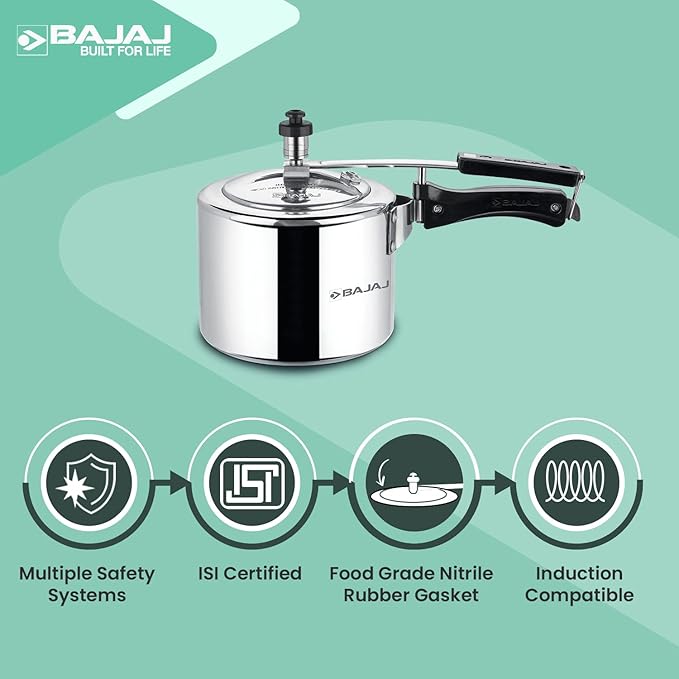 Bajaj PCX 43 Majesty 3L Aluminium Pressure Cooker With Duo Inner
