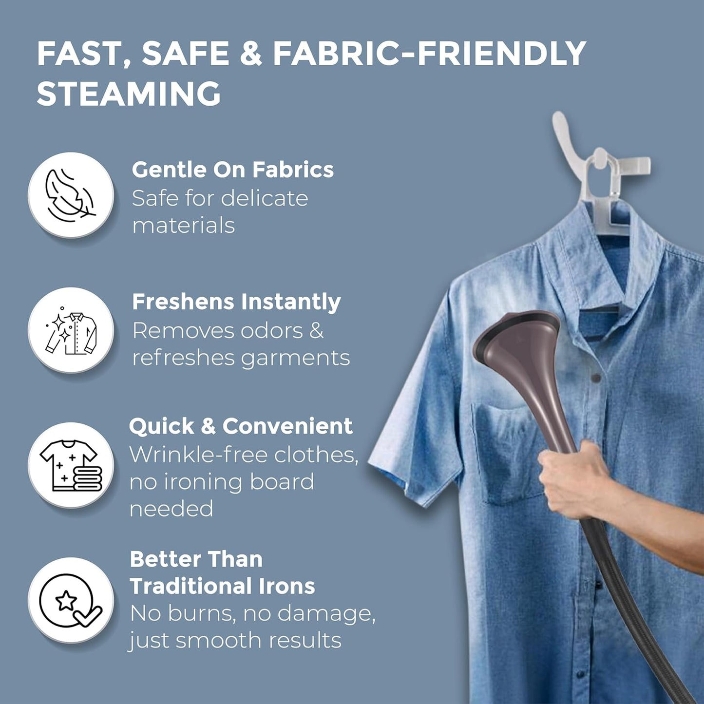 HAVELLS Fyber Standing Garment Steamer for clothes| 1600 Watt | 3 Steam Control | Adjustable Pole Height | Quick Steam Ready | 1.3L Detachable Tank |  Purple