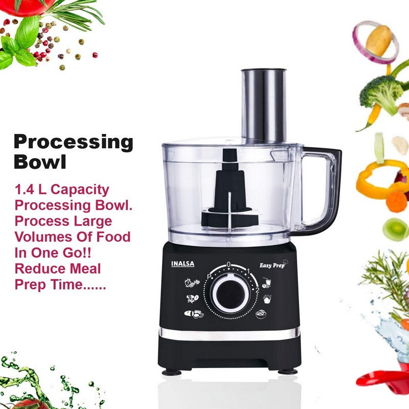 Inalsa Easy Prep_ 800 W Food Processor  (Black)
