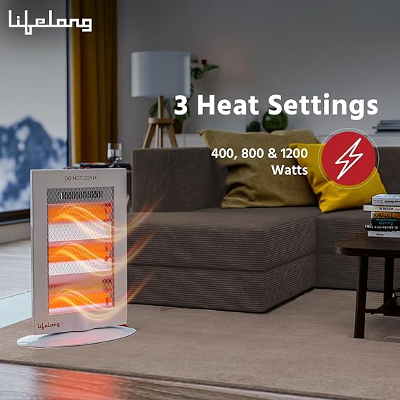 Lifelong Regalia Plus 1200 Watts Halogen Room Heater (LLHH921, Grey)