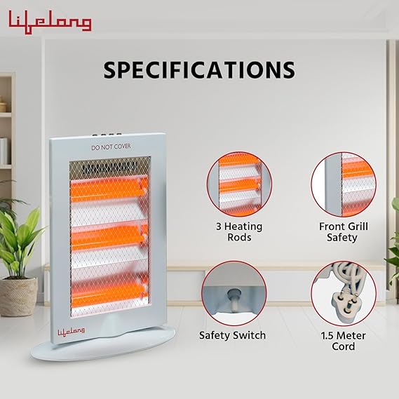 Lifelong Regalia Plus 1200 Watts Halogen Room Heater (LLHH921, Grey)