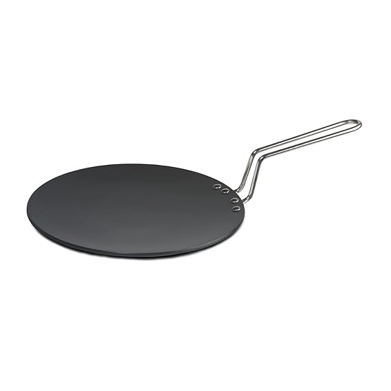 Nirlep - ECG 28 Aluminium Ebony 28 Cm Hard Anodized Concave Tawa, Black 4 mm