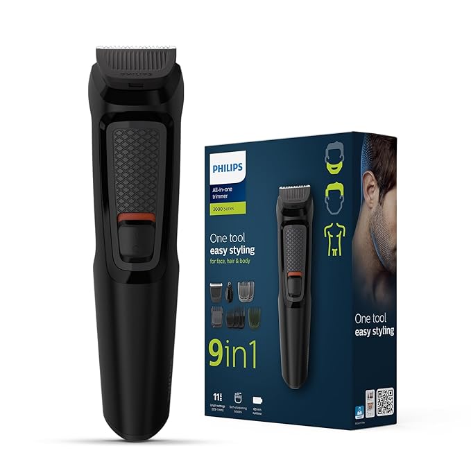 Philips Men's Trimmer | Self Sharpening Blades | Single Stroke Grooming I 9 In1 Face, Nose And Body