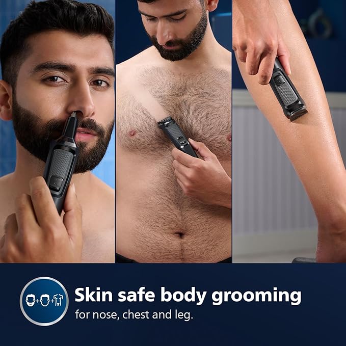 Philips Men's Trimmer | Self Sharpening Blades | Single Stroke Grooming I 9 In1 Face, Nose And Body