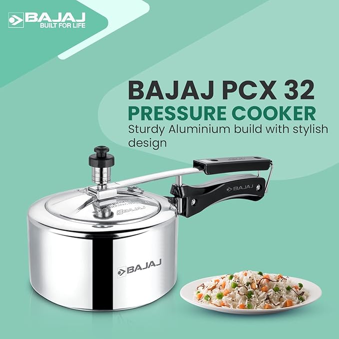 Bajaj Aluminium Inner Lid Pressure Cooker (2 LTR, Silver, ISI