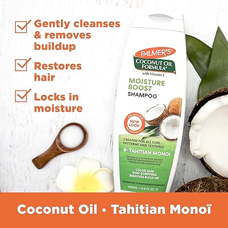 Palmer's Coconut Oil Shampoo for Moisture Boost of Dry, Damaged & Colour Treated Hair, Minimizes Tangles - 400ml (Pack of 2)