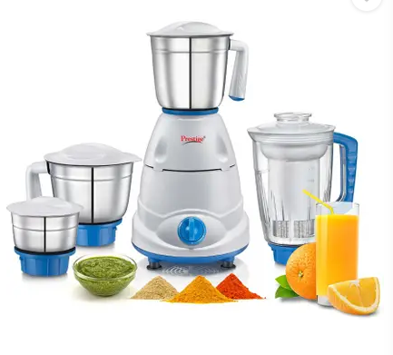 Prestige Plus 750 W Juicer Mixer Grinder  (Prestige_Atlas | 4 Jars | Super-Efficient Stainless Steel Blades | Blue, White)