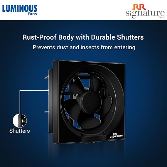 RR Signature Vento Deluxe 150 MM Exhaust Fan For Kitchen, Bathroom with Strong Air Suction, Rust Proof Body and Dust Protection Shutters (Black)