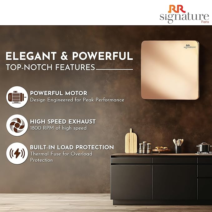 RR Signature Vento Fresh Luxura 150 mm Exhaust Fan For Kitchen, Bathroom | Silent, Compact Design, Easy Install | Thermal Fuse | High Speed 100% Powerful Copper Motor | 2 Year Warranty [Rose Gold]