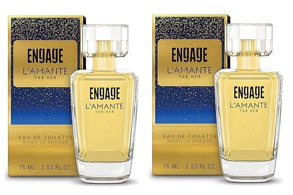Engage L'amante Eau De Toilette for Women, Floral, Fruity and Long Lasting, Skin Friendly, 75ml (Pack of 2)