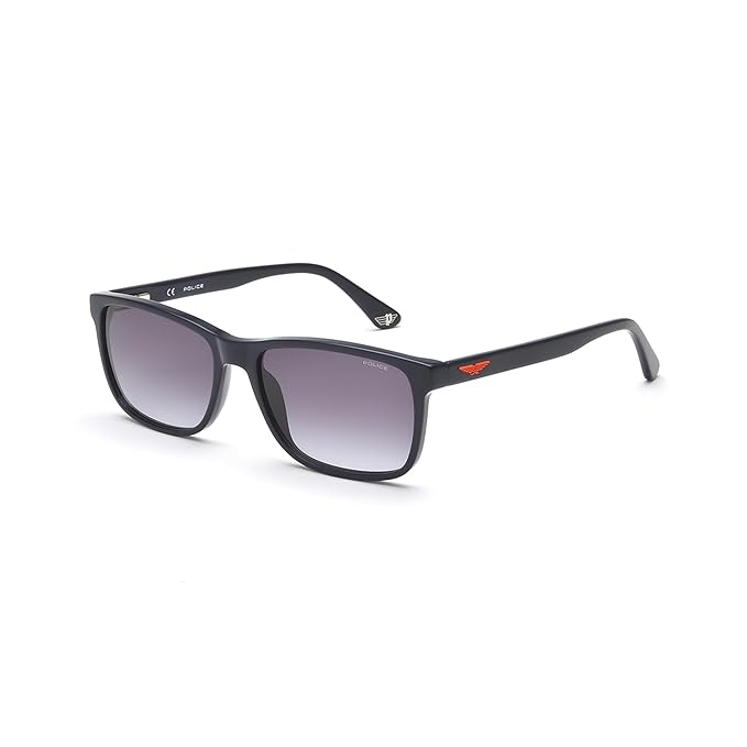 Police Eyewear | Smoke Gradient Lens Rectangular Sunglass | Full Rim | Shiny Blue Frame With 100% U.V. Protection | Men Sunglasses | Medium Size | Spl998K57D82Sg